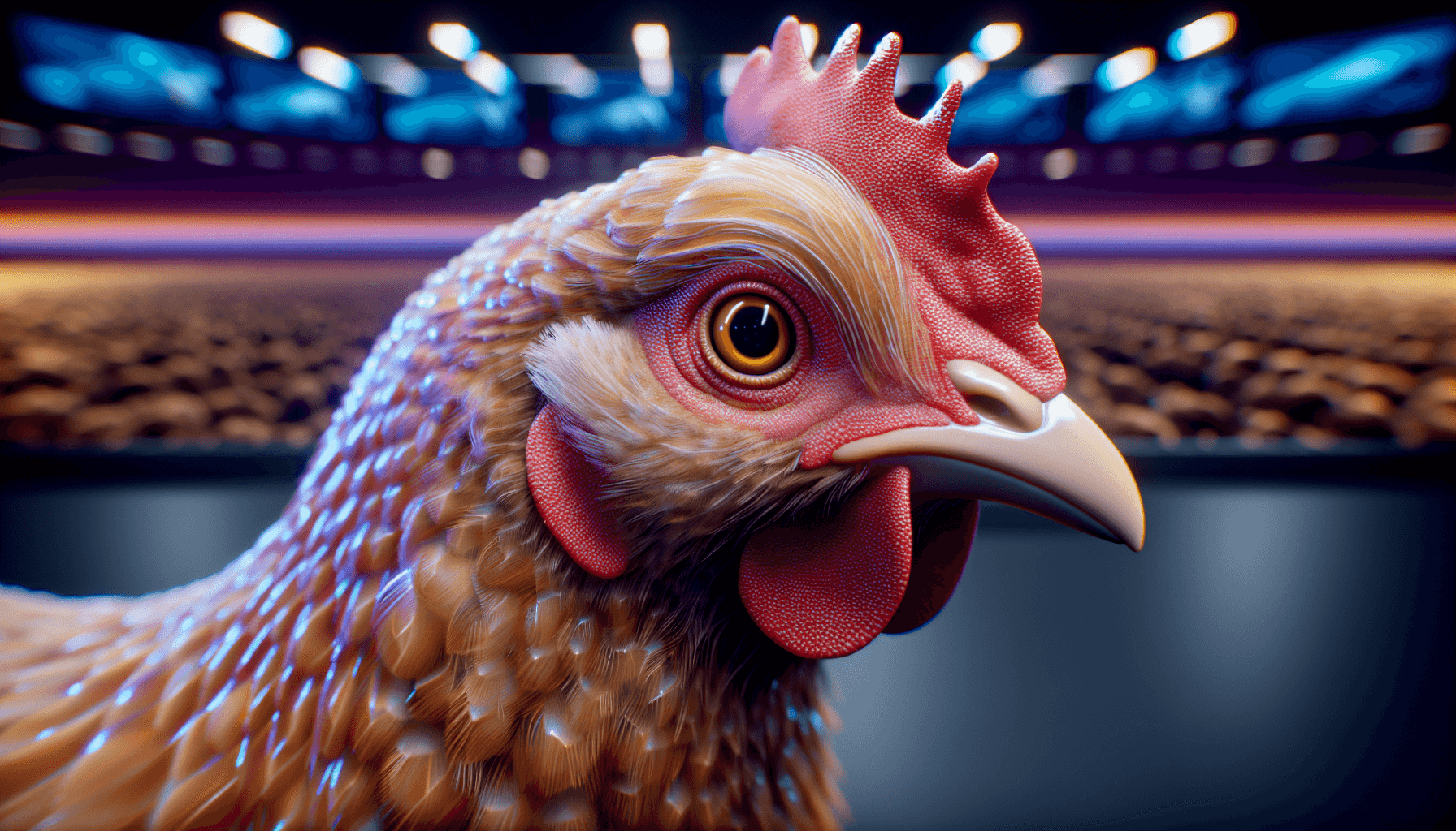 Virtual chicken close-up